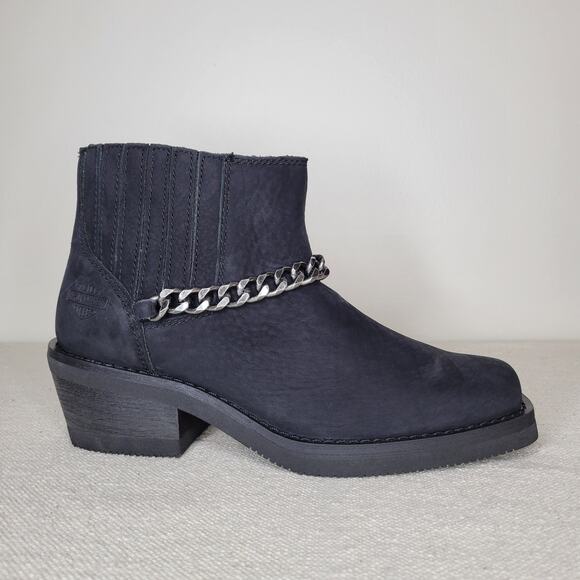 *NWT* HARLEY-DAVIDSON Korsen Chain Leather Ankle Boots Black Women's sz 6.5 - Picture 7 of 13